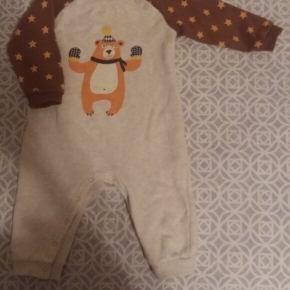 Cute cotton jumpsuit (one piece suit) for infants, fleece lined, NEVER USED - Picture 2 of 3